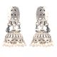 92.5 Sterling silver Earring Geometric Engraved Jhumkis With Silver Beads Tassels