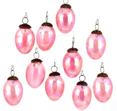 Set Of 10 Pink Glass Christmas Ornaments In perfect Pear Shape Party Decoration