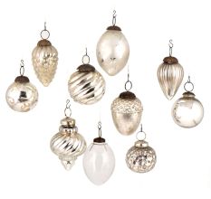 Set of 10 Silver Glass Christmas Ornaments Twinkling Star Christmas Tree Decorations