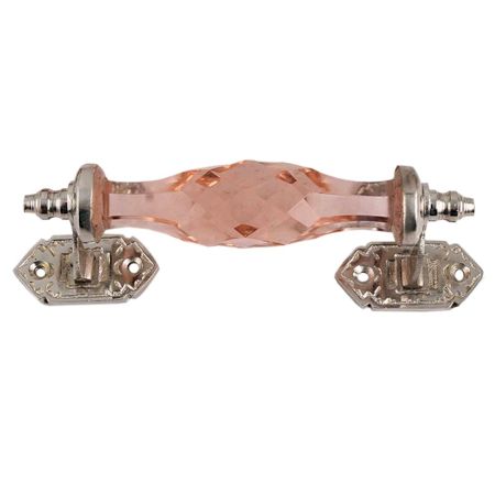 Pink Cut Glass Silver Small Door Handles