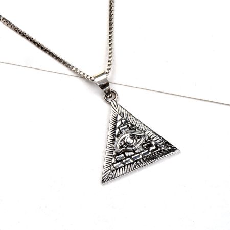 92.5 Sterling Silver Pendant  Eye Of Horus Pyramid Magic Charm Gifting Jewelry