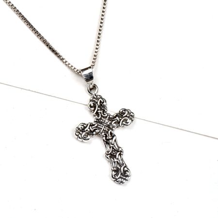 92.5 Sterling Silver Pendant Embossed Design Holy Cross Pendant