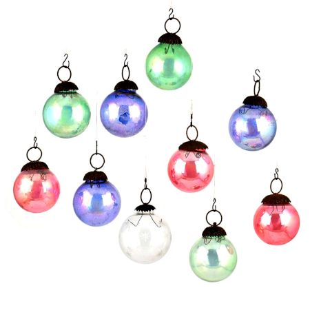 Set Of 10 Multicolored Ball Christmas Ornaments Or Hangings