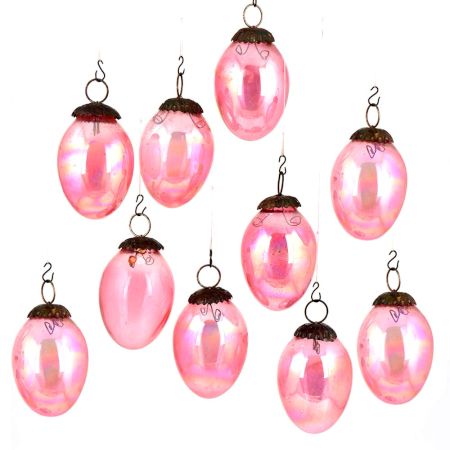 Set Of 10 Pink Glass Christmas Ornaments In perfect Pear Shape Party Decoration