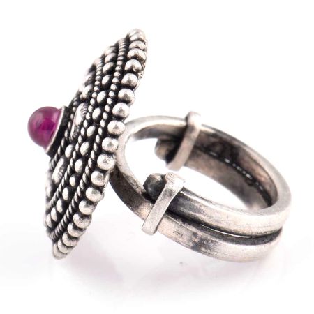 Hand crafted 92.5 Sterling Silver Ring Oxidized Heavily Decorated with Rope Design (Free Size)