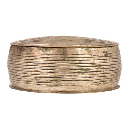 Round Brass Tiffin Box Spiral Design Engraved  Box