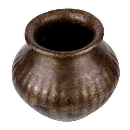 Old Brass Pot Engraved Birds Flower Design Gift Pot