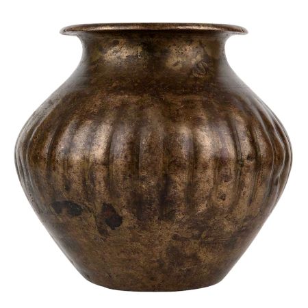 Old Brass Pot Engraved Birds Flower Design Gift Pot