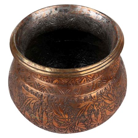 Brass Pot Long Curved Wide Mouth Home Decoration Pot