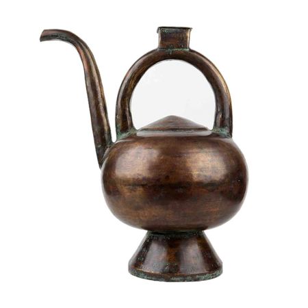 Traditional  Brass Kamandal With Handle And Spout And Tiny Box On Handle