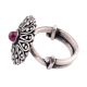 Oxidized 92.5 Sterling Silver Ring  Adjustable Studded With Amethyst Stone (Free Size)