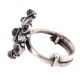 Oxidized 92.5 Sterling Silver Ring Adjustable Flower Decorated With Amethyst and Onyx Stones (Free Size)