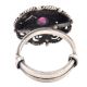 Oxidized 92.5 Sterling Silver Ring Adjustable Double Rope Parsley Amethyst Stone Studded Ring (Free Size)