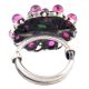 Round Amethysts Studded 92.5 Sterling Silver Ring Adjustable Oxidized Ring For Women (Free Size)