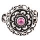 92.5 Sterling Silver Ring Oxidized Adjustable Amethyst Studded Engraved Design Designer Ring (Free Size)