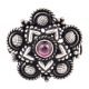 Floral Chequered 92.5 Sterling Silver Ring  Amethyst Stone Party Wear Fashion Accessory (Free Size)