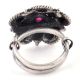 Floral Chequered 92.5 Sterling Silver Ring  Amethyst Stone Party Wear Fashion Accessory (Free Size)