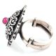 Intricate 92.5 Sterling Silver Ring has embossed petals and Scroll work fashion wear (Free Size)