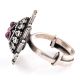 Embossed Motifs 92.5 Sterling Silver Ring Oxidized Party Wear For Women (Free Size)