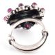 92.5 Sterling Silver Ring Conch Starry Design Amethyst and Onyx Wedding Wear (Free Size)