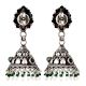 Amethyst Studded 92.5 Sterling Silver jhumki Earrings  With Onyx Stone And Green Onyx Beads