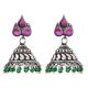 Amethyst Stud 92.5 Sterling Silver Earrings Jhumki With Onyx Beads Tassels