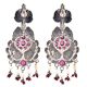 92.5 Sterling Silver Earrings Peacock Fuchsia Danglers With Red Chalcedony And Pearl Tassels For Girls