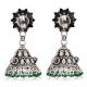 Dotted Floral Stud 92.5 Sterling Silver Earrings With Green Peridot And Pearl Jhumkis