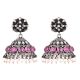 Pink Tourmaline Studded 92.5 Sterling silver  Earrings  Floral With Pearl Beads tassels