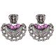 Butterfly Stud 92.5 Sterling Silver Earrings Chanbali Decorated With Pink Fuchsia Beads