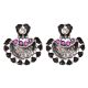 Butterfly Stud 92.5 Sterling Silver Earrings Chanbali Decorated With Pink Fuchsia Beads