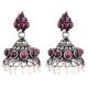 92.5 Sterling silver Earring With Amethyt Stones And Pearl Beads Hanging  Jhumki For Girls