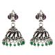 Amethyst Green Onyx 92.5 sterling Siver Earrings Traditonal Motifs And Green Onyx Hangings