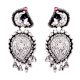 92.5 Sterling silver Earrings Fish Stud Floral Design Danglers with Ghungaroos