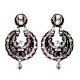 Black 92.5 Sterling Silver Earrings Small Embossed Motifs Fuchsia Chandbali Earrings