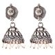 Curved Fish 92.5 Sterling Silver Earrings Embossed Design Pearl Hangings
