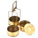 Brass Tiffin Box With Three Container In Golden Finish
