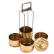 Big Brass Tiffin Box With Four Containers And A Brass Strap Frame