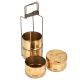 Big Brass Tiffin Box With Four Containers And A Brass Strap Frame