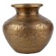 Engraved Brass kalash pot Sitting Ganesha and Floral Border