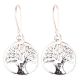 Round 92.5 Sterling Silver Earrings Tree of Life Broad Trunk Drop Earrings
