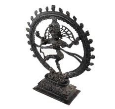 Brass Shiv Natraja Statue Surrounded By Rings Of Flame