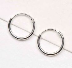 92.5 Sterling Silver Earrings Bali Smooth Finish Every Day Wear Hoop