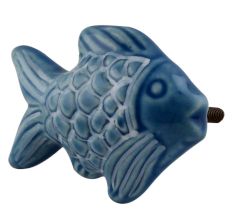 Blue Cute Fish Shape Ceramic Decor pull knobs
