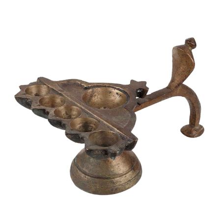 Brass Oil Lamp  Diya Six Cavity Cobra Head Diya Stand