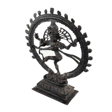 Brass Shiv Natraja Statue Surrounded By Rings Of Flame