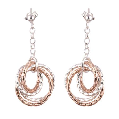 Gold Plated 92.5 Sterling Silver Earrings Circular Drop Danglers