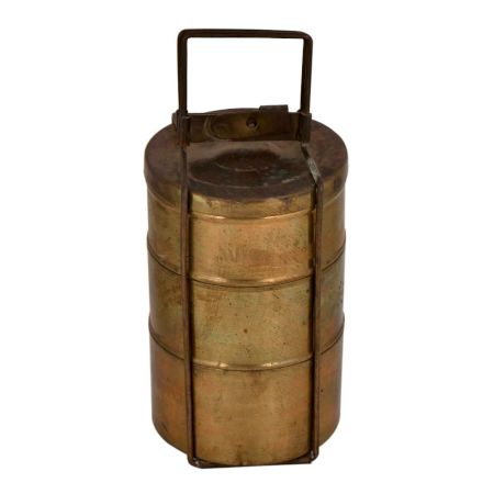 Brass Three Tier Tiffin Box Kitchen Collectable