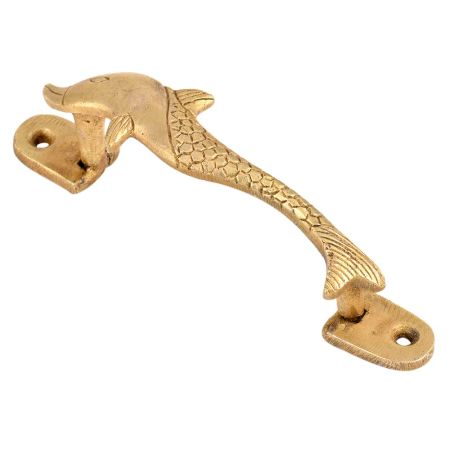 Engraved Brass Fish Long Door Handle