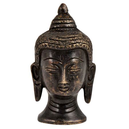 Black Brass Buddha Head Meditation Statue
